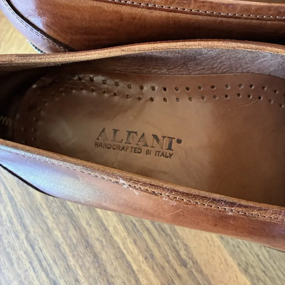 Alfani Men's Dress Shoes Basketweave Hand Woven Slip-On Loafers Brown Size 10 ½